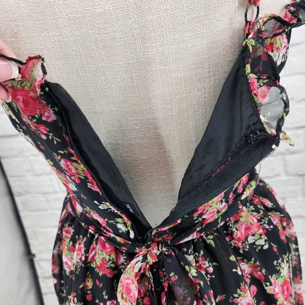 Tripp Nyc Daang Goodman Romantic Rose Garden Floral Dress Size S Lace Trim Goth - Picture 8 of 16
